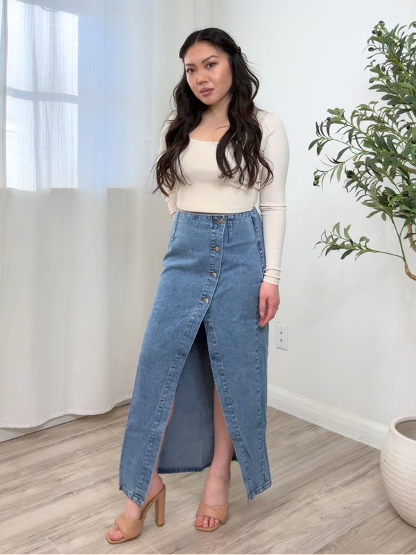 Jan Split Hem Denim Skirt