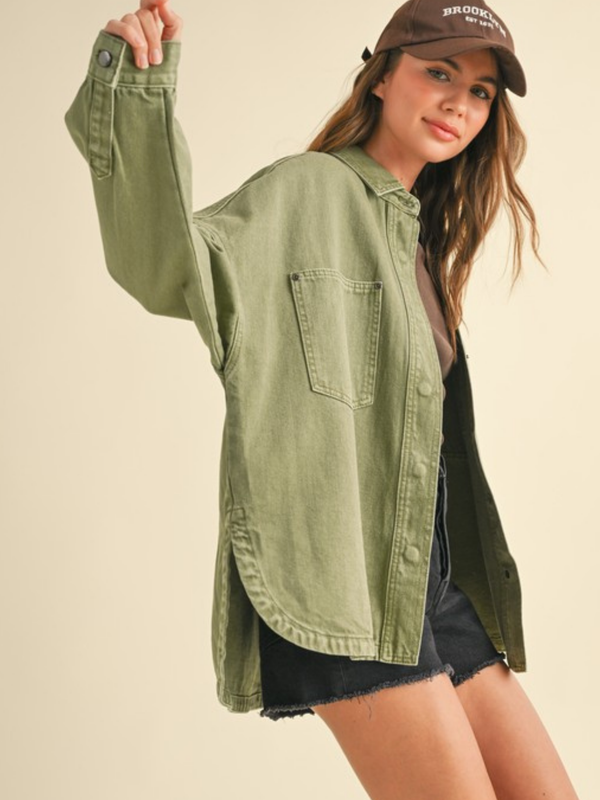 Vallie Olive Denim Shacket