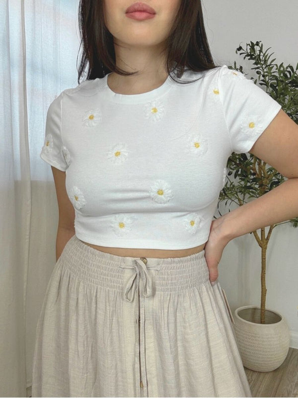 Daisy Embellished Crop Top