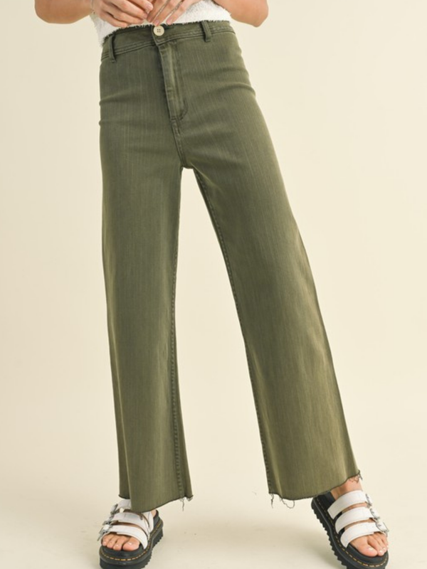 Nina Olive Slim Wide Jeans