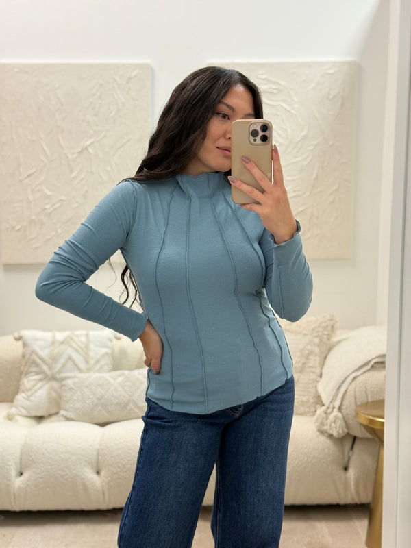 Shelly High Neck Ribbed Top