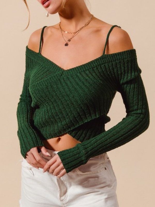 Vinny Ribbed Off Shoulder Top