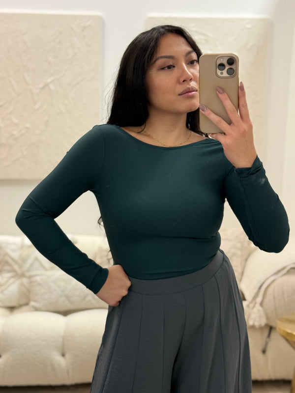 Ingrid Boatneck Scoop-Back Bodysuit