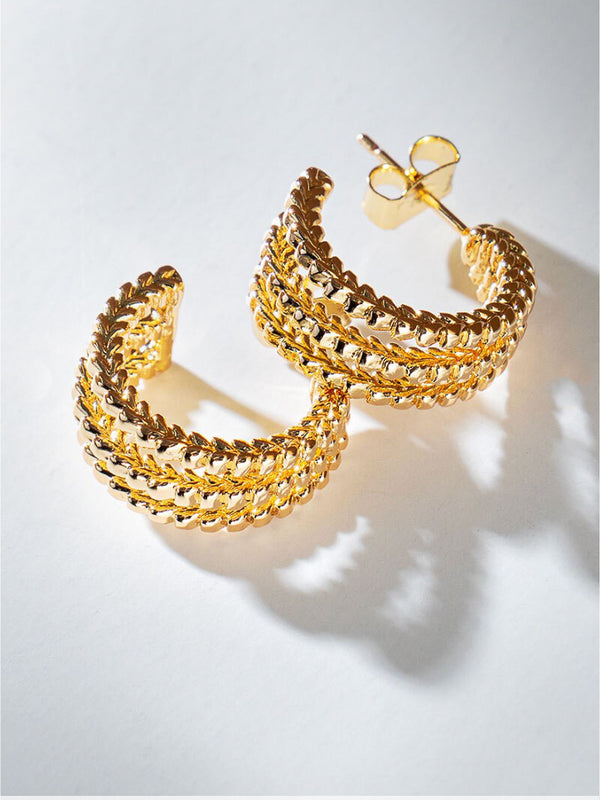 Hera 3-Hoop 14k Gold Dipped Earrings