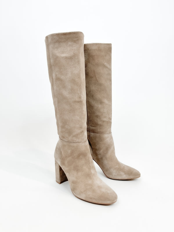 Suede Taupe Knee High Boots